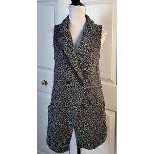 BCBG Generation Womens Sweater Vest Multi-color Tweed Long Sleeveless Coat Sz S